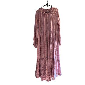 Free People Edie Maxi Dress L Oversized Duster Button Lagenlook Cottagecore boho